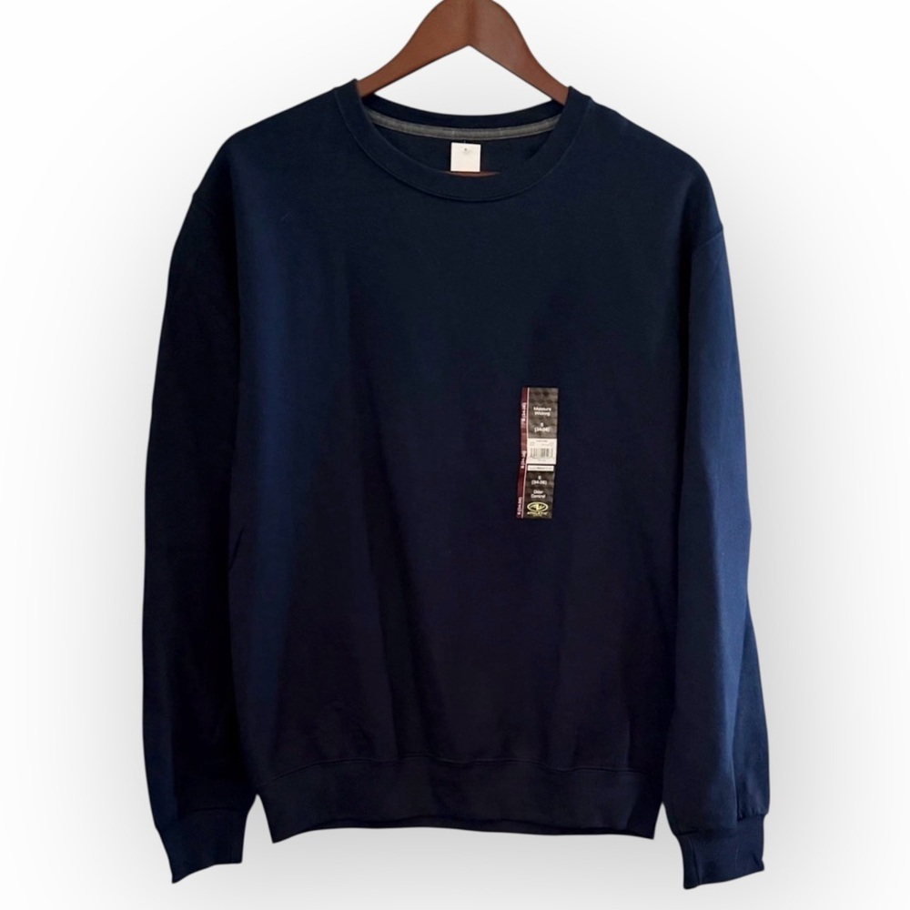 Athletic Works Men's Small Dark Navy Blue Crewneck Sweatshirt NWT Moisture Wick